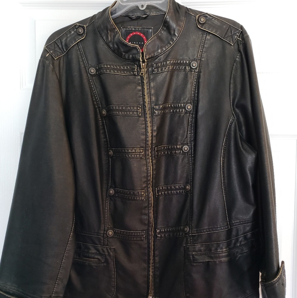 Military Style Leather-Look Jacket